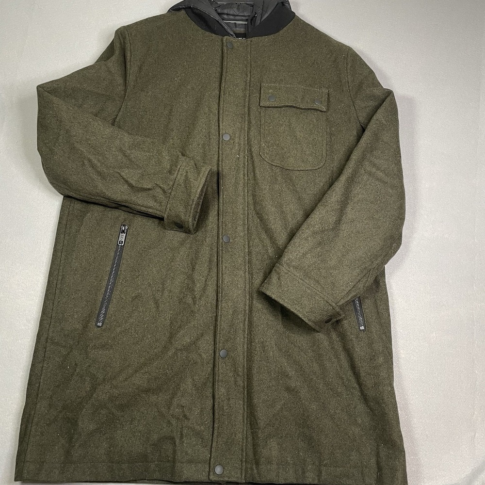 Marc New York Andrew Marc Mens Jacket Coat Sz XL Green Zip Heavyweight Wool